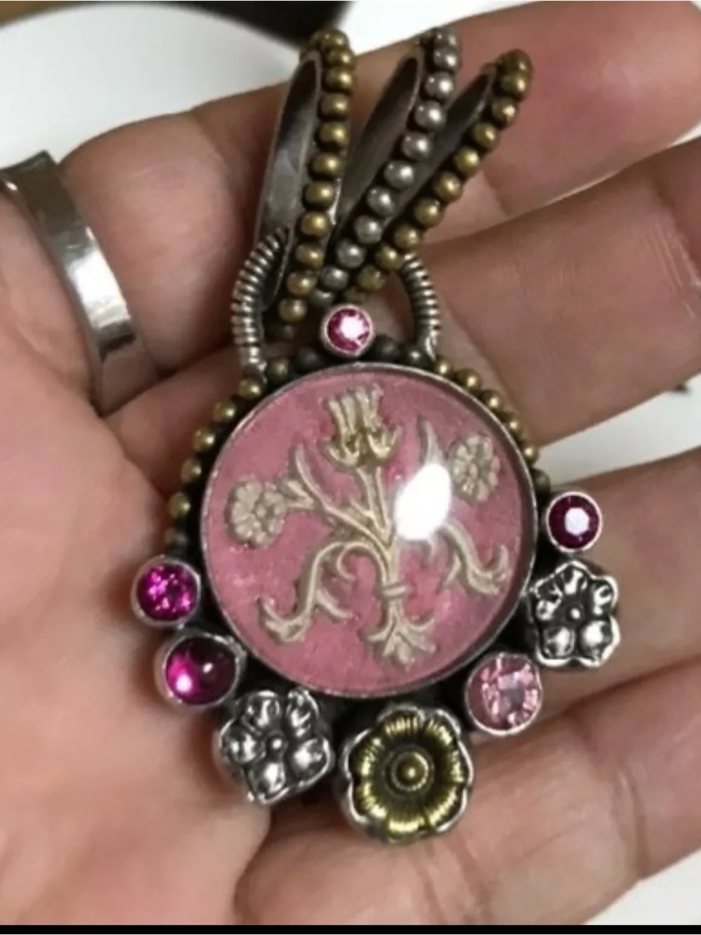 Mars and valentine sterling silver echo of the dreamer floral & gemstone pendant